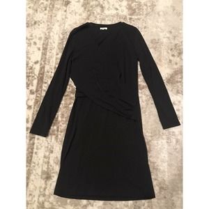 Sundance Faux Wrap Black Long Sleeve Dress size M